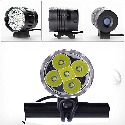 Scheinwerfer 5X Cree XM-L U2 7000 Lumen Fahrradbeleuchtung Stirnlampe Frontlichter Taschenlampe mit 8.4V 8800mAh Akku Ladegerät +Stirnband für Kopflampe & LED Mini Taschenlampe - 2