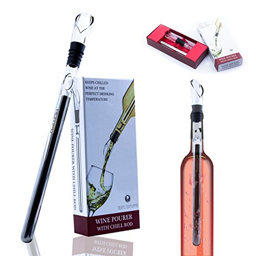 HOMPO Edelstahl Weinkühler Stick Stange Weinflaschenkühler Flaschenkühler mit Dekantier-Ausgießer und Edelstahl-Kühlstab