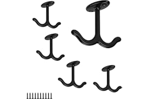 PARFCO Deckenhaken Schwarz, 5 Stück Haken Decke, Doppelkrallendesign, Garderobenhaken Schwarz für Deckenventilatoren, Blumenkörbe, Kaminsimse, Laternen
