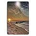 Produktbild tgyew Bathroom Bath Rug Kitchen Floor Mat Carpet,Space,Magical Solar Eclipse on Beach Ocean with Horizon Sun Moon Globe Gulls Flying View,Cream Orange,Flannel Microfiber Non-Slip Soft Absorbent