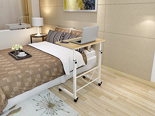 Soges 80x40cm Betttisch / fahrbarer Laptoptisch neigungs und höhenverstellbar auch für die professionelle Pflege, Teak - 2