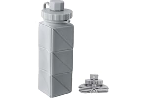 Anseom Borraccia d’Acqua Pieghevole 620ML, Borraccia da Viaggio Pieghevole, Borraccia Silicone Pieghevole Riutilizzabile Senza BPA, Bottiglia Pieghevole Ermetica per Fitness, Escursionismo, Campeggio