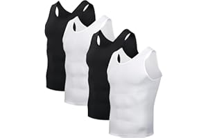 Casey Kevin Chaleco de Compresión Hombre Faja Reductora Camiseta (Pack de 4) Men's Body Shaper Adelgazante Camisa Moldeadora Chaleco