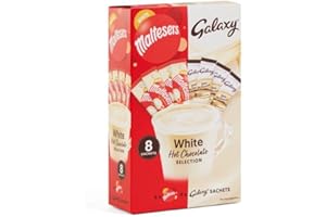 MARS Malteser & Galaxy Instant White Hot Chocolate Selection Powder Sachets 8 x 25g. Winter Hot Chocolate Gift Set for Christmas