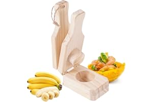 JHIALG Triturador de plátanos con diseño 2 en 1, prensa de plátanos Tostonera de 6.3 pulgadas para patatas fritas