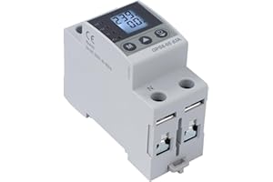 DEWINLVD 63A stabilizzatore di tensione 220V scaricatore di sovratensione magnetotermico contatore energia elettrica 2P con Funzione di autoreset Sovratensione/sottotensione e sovracorrente (GPS8-05-U)