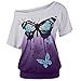 Produktbild Junjie Bluse 2018 Größe Größe Schmetterlings-Print Patchwork Oberteil TopsTunika Mädchen Sweatshirt Outwear Schulterfrei Spitze Jumpsuit Party Langarm Outfits Urlaub Mini Overall Herbest Farbverlauf