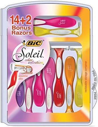 Doaaler(TM) BIC Soleil Color Collection Razors 14 + 2 Storage Container Rubber Grip 141630 by Doaaler