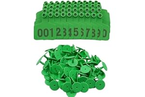 ABUSTLE PIG Cattle Ear Tags, Large Plastic Livestock Ear Tags for Sheep Cattle Calf Hog with Number 001-100/101-200/201-300, Animal Identification Ear Tags (Green, 301-400)