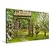 Produktbild Premium Textil-Leinwand 75 cm x 50 cm quer, Ein hölzernes Tor und eine Steinlaterne am Eingang eines abgeschiedenen Teegartens | Wandbild, Bild auf ... Garten, Kyoto, Japan (CALVENDO Kunst)