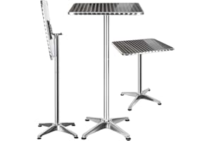 BAKAJI Aluminium Tisch für Außenbereich, klappbar, höhenverstellbar, Metall, 60 x 110 cm