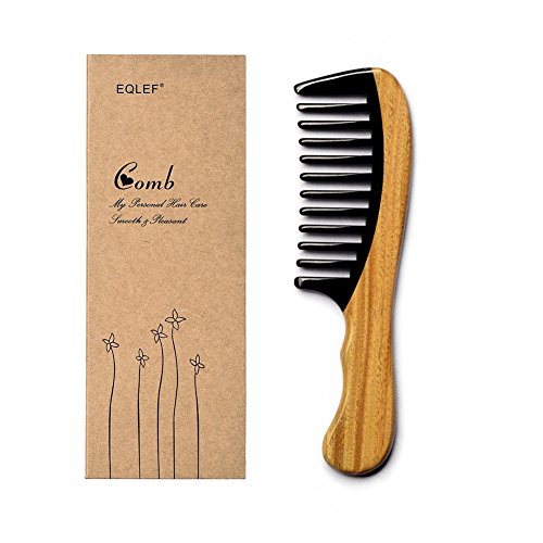 EQLEF® Handmade Premium Quality Natur Ox Horn Kamm Sandelholz Kamm, keine statische Handarbeit Kamm, breiter Zahn