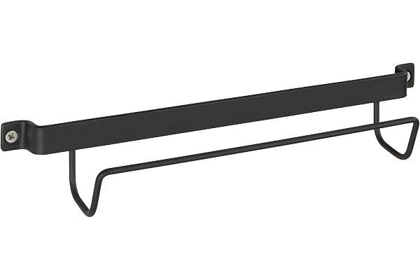 WENKO Stegehållare, modernt väggfäste för hushållsstegar, lämplig för Wenko designstegar, högkvalitativ metall i svart, 33,5 x 6,5 x 7 cm