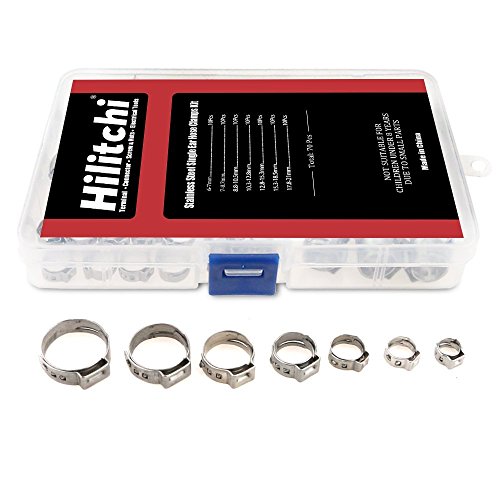 hilitchi 70 Stück Edelstahl Single Ohr Schlauchklemmen-Kit - 6