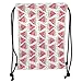 Produktbild DANCENLI Drawstring Sack Backpacks Bags,Watercolor,Pattern of Sweet Juicy Pieces Watermelon with Seed Tropical Summer Decorative,Coral Pale Green Black Soft Satin,5 Liter Capacity,Adjustable STR
