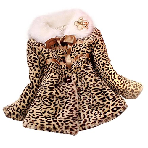 Koly Baby Girls Kids Toddler Leopard Outwear Clothes Winter Jacket Coat Snowsuit