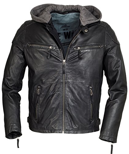 Trapper Lamm-Nappa Lederjacke Nevio in schwarz Gre XL