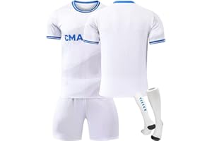 YAGUMO 23/24 Maillot de Foot Marseille Maillot Foot Enfant et Adultes Maillots de Foot Om Soccer Jersey Ensemble Football Homme Garçon Vêtement Sport Tshirt, Shorts et Chaussette Set