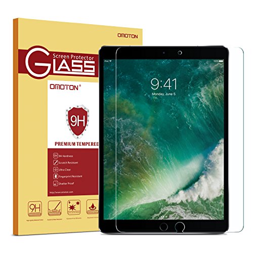 OMOTON Panzerglas Schutzfolie für iPad Pro 10.5 [2017], 9H Härte, Anti-Kratzen, Anti-Öl, Anti-Bläschen,lebenslange Garantie