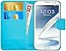 Produktbild GizzmoHeaven Samsung Galaxy Note 2 Leder-Klappetui Schutzhülle Tasche mit Karte Halter Case Hülle für Samsung Galaxy Note 2 mit Displayschutzfolie und Stylus-Stift - HellBlau