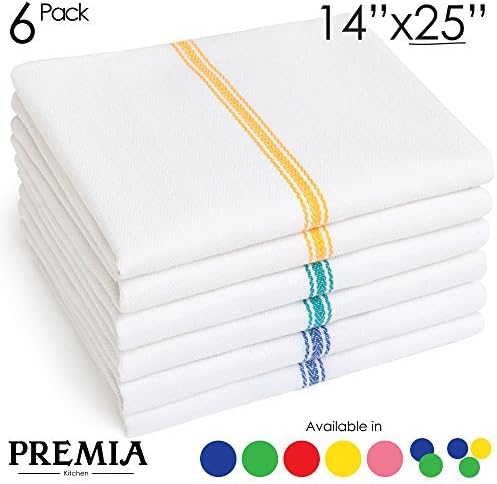 Premia Kitchen Cotton Dish Towels, Set of 6, Multi-color by Premia Kitchen