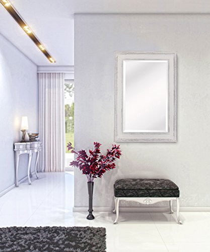 Weißer Shabby Chic Spiegel – Massivholz – Handgefertigt – Landhausstil – Groß – 90×60 cm – Vintage Weiß - 2