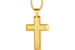 Richsteel Collier Croix Personnalisable Homme Or/Noir/Acier Inoxydable - Pendentif Croix avec Chaîne Réglable - Bijoux Chretienne Catholique Religion Croix pour Hommes Femmes Adolescents