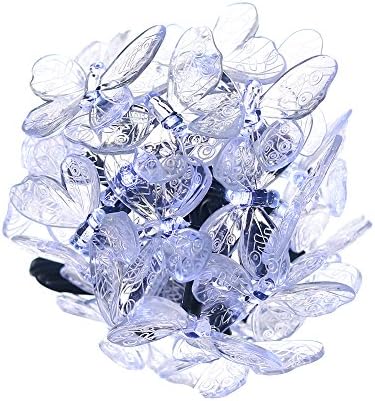 solar string Fairy lights with 24 butterfly white color for Outdoor, Garden, Chrismas tree, Party, Wedding Decoration