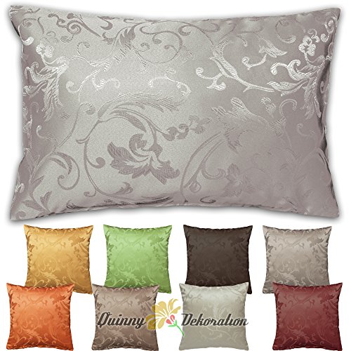 Jacquard Kissenhülle in Ranken-Design 40x40 50x50 40x60 cm mit FARBWAHL (ca. 40 x 60 cm Perlmutt)