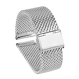Beauty7 - 22mm Silber Modeschmuck Milanaise Maschen Edelstahl Uhrenarmband Uhrarmband Watchband mit Faltschließe