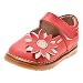 Little Blue Lamb - Girls Toddler Leather Squeaky Shoes - Watermelon Red Mary Janes with Flower, Insole Length: 152mm; US/EUR: 7/24