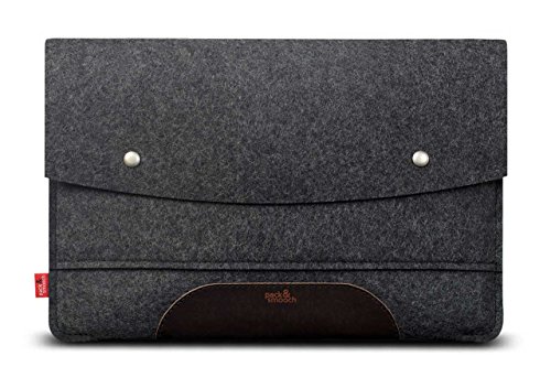 Pack & Smooch iPad Pro 10.5" Hülle Case "Hampshire" 100% Wollfilz Pflanzlich Gegerbtes Leder - Handmade in Germany, Anthrazit / Dunkelbraun