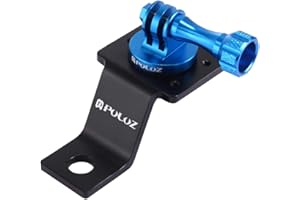 PULUZ Soporte fijo para motocicleta, aleación de aluminio, espejo de motocicleta/perno de pellizco para GoPro Hero Max 9 8 7 6 5 4 3 Session 3+ 2, DJI OSMO Action y otras cámaras de acción (azul)