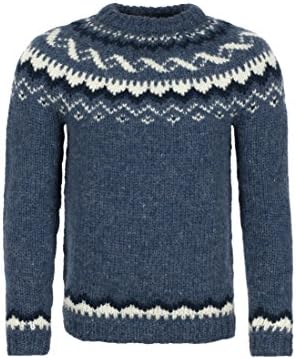 Hand-Knit Icelandic Lopapeysa HSI-208 - Traditional Icelandic Sweater - blue
