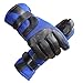Produktbild LCHEV Herren Lederhandschuhe Winter Winddicht rutschfest warm sowie Samt Verdickung Outdoor-Reiten Radfahren Motorradhandschuhe Winter (Color : Blue)