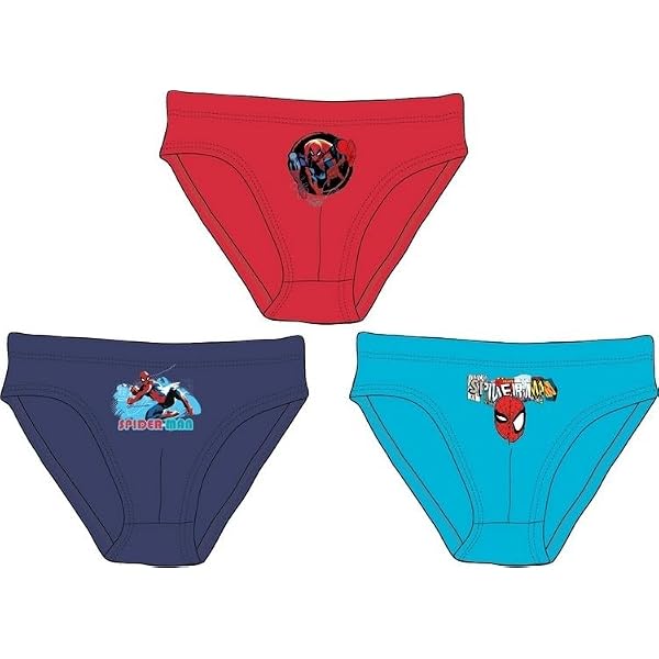 Lot De 3 Slips Enfant Spider-Man - 100% Coton, Taille élastique - 8
