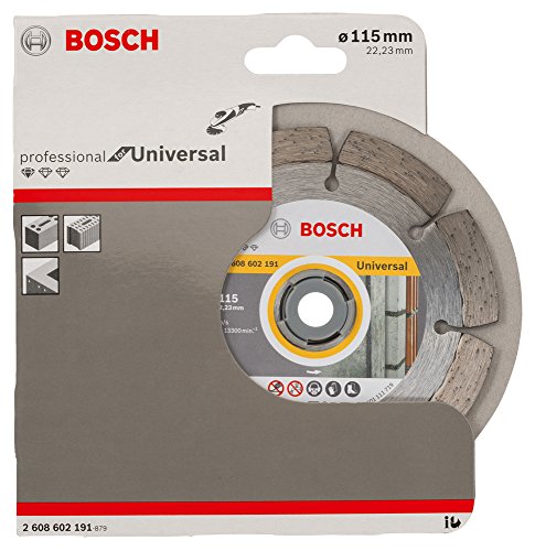 BOSCH Diamanttrennscheibe Standard für Universal, 115 x 22,23 x 1,6 x 10 mm, 1-er Pack, 2608602191 - 2