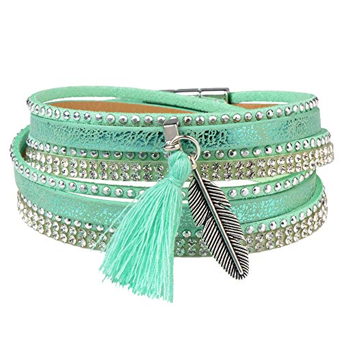 LCSLDW Bracelet Homme，Bracelet en Cuir Bracelet Multicouche Tassel Charme Bohemian Bangle Men Applicables À L'Engagement d'anniversaire De Mariage Cadeaux De Partie