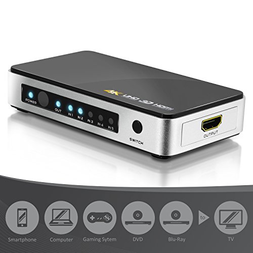 CSL – UHD (4K) HDMI SWITCH inkl. ARC (Audio Return Channel) | 3D Ready / Full HD 1080p / ULTRA HD 2160p / Dolby True HD | ARC und CEC | 5 Port (5 x IN / 1 x OUT) Verteiler / automatischer Umschalter 5 auf 1 | Metallgehäuse | inkl. Fernbedienung und Netzteil - 7