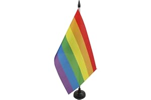 AZ FLAG Rainbow Table Flag 5'' x 8'' - Gay pride Desk Flag 21 x 14 cm - Black plastic stick and base