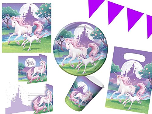 49-tlg. Partyset Mottoparty Einhorn für 8 Kinder - Partygeschirr und Zubehör