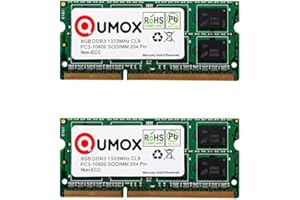 QUMOX 16 GB (2 X 8 GB) 1333 DDR3 8 GB PC3-10600 SO-DIMM PC3 RAM Laptop Memory 204 pin CL9