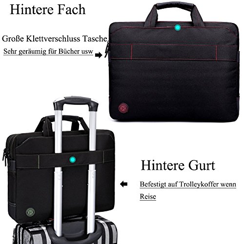 BRINCH Laptop Tasche, Nylon Gewebe Messenger Bag 17,3 Zoll leicht Henkeltasche Stoßfest Umhängetasche mit Schulterriemen für 17 – 17,3 Zoll Laptop / Notebook / MacBook / Ultrabook / Chromebook,Schwarz-Rot - 5
