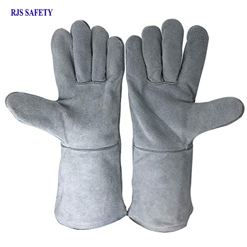 détail AINIYF 13,8x6,7 pouces Gl Gants en cuir pour le soudage Forge et le cuir pour barbecue, résistant à la chaleur extrême et au feu avec manche longue pour gants/forge/cheminée/soudeur Tig/soudag