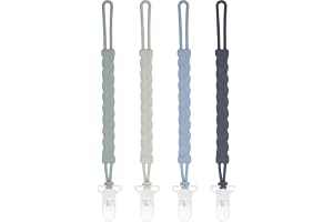 Stylish Silicone Pacifier Clips, 4-Pack Pacifier Holder with Flexible Woven Rope Design, 100% Food Grade Silicone, Safe Essentials for Newborns Baby Boys and Girls