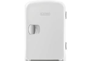 CHEFMAN Iceman Biała przenośna mini lodówka, chłodząca i ogrzewająca, mała lodówka o pojemności 4 litrów, 6 przegródek na kosmetyki, przekąski, makijaż, prąd AC/DC, do domu/samochodu/sypialni