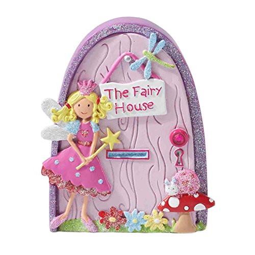 Pequeña puerta rosa y lila de hada con purpurina para decorar la habitación de las niñas de Lucy Locket