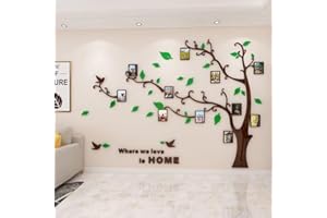Purekay Grande 3D Albero Adesivo Muro Wall Stickers, DIY Cornici per Foto Adesivi Murali per Camera da Letto Soggiorno Ufficio Divano TV Decorazione Parete Cucina (Verde Destro, S)