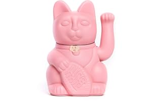 DIMINUTO CIELO Gato de la Suerte chino - Lucky Cat - Maneki Neko. ROSA CHICLE, L (12x9x18cm)