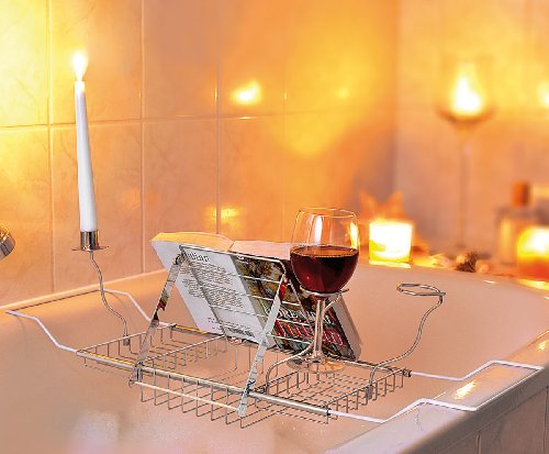infactory Badewannenauflage mit Buchstütze, Glashaltern, Kerzenständer - 2